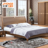 中格 现代中式实木床双人床储物床 1.5米/1.8米高箱床架子床