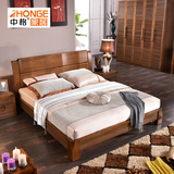 新中式 实木床 双人床1.8 1.5米大床 婚床软靠高箱储物床卧室家具