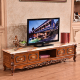 欧式大理石电视柜 客厅全实木雕花深色电视柜 简约茶几地柜组合