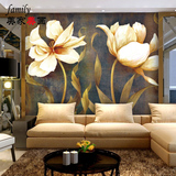 欧式风格美式复古油画花卉客厅沙发墙纸壁纸卧室手绘餐厅大型壁画