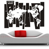 世界地图条形版 客厅沙发背景 书房办公室装饰墙贴纸 欧式墙贴