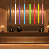 led餐厅简约长筒圆柱形卧室吧台灯具艺术创意个性黑彩色单头吊灯