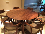 北欧榆木圆餐桌 简约全实木圆餐桌茶几 小户型创意餐桌椅组合