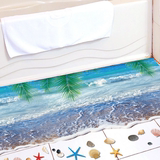 3D立体感墙贴纸沙滩海洋贴画宿舍卫生间地板地贴地砖卧室防水自粘