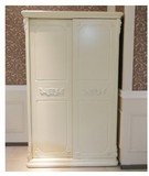 欧式推拉门衣柜 二门衣橱1.6米实木象牙白色雕花趟门滑门衣柜衣柜