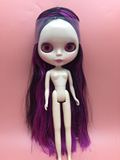 包邮Takara Blythe小布娃娃裸娃黑紫双色长直发改娃特价促销