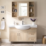 浴室柜镜柜组合 欧式免漆板落地卫浴陶瓷盆洁具洗手面盆储物柜099