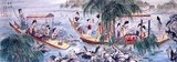 荷塘品茶古代人物横版国画装饰画画芯中国风 山水风景画墙壁挂画