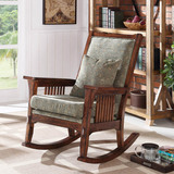 美式乡村仿古布艺实木家具摇椅休闲椅带座垫沙发躺椅红橡木可套装