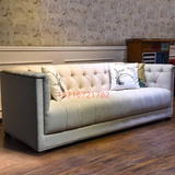 欧式法式美式新古典美克实木拉扣麻布拼色沙发美家客厅家具组合