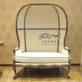 美式乡村复古实木双人太空椅欧式简约双人沙发椅酒店ktv形象椅