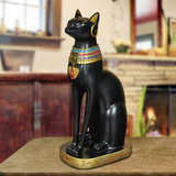 欧式招财动物摆件镇宅化煞埃及黑猫神工艺术品装饰品桌面摆设家居
