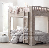 美式做旧实木床法式现代上下高低床实木双层子母床创意儿童床