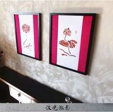 新中式装饰画现代中式挂画原创有框客厅书房卧室莲花荷花工艺画品
