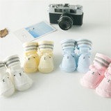 春夏季纯棉婴儿袜子鞋防滑0-3个月新生儿薄款可爱立体学步袜子