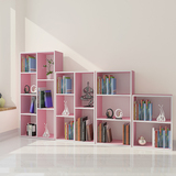 学生书柜书架自由组合简易儿童格子格架小柜子简约现代实木置物架