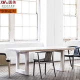 特价白色做旧办公电脑书桌全实木长方形美式乡村LOFT工业风格餐桌
