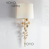 YOYO 全铜水晶壁灯 浪漫欧式美式法式壁灯 温馨客厅卧室床头壁灯