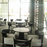 新中式实木沙发椅售楼处接待桌椅售房部洽谈圆桌椅会所茶楼餐椅