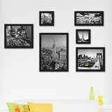 黑白建筑照片相片墙装饰画现代简约有框挂画客厅餐厅卧室家居家画