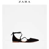 2016夏季新款zara女鞋平跟尖头平底绑带小码凉鞋系带超大码单鞋女