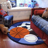 美式儿童毯男孩女孩房卡通卧室电脑椅垫毯床边地毯篮球足球圆地垫