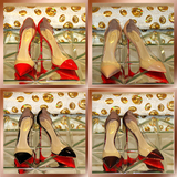 欧美透明玻璃胶尖头高跟鞋浅口细跟鞋性感拼色漆皮单鞋红色婚鞋