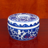景德镇陶瓷烟灰缸创意个性复古实用青花带盖烟灰缸 摆件 特价包邮