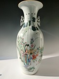 古玩杂项古董收藏老物件陶瓷器摆件手绘花瓶清代光绪粉彩人物瓶子