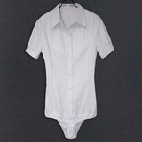 韩版新款短袖时尚职业装工装白领女OL通勤工作服连体衬衫衬衣连裤