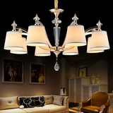 简约现代金色客厅铜吊灯布艺灯罩卧室吊灯创意个性餐厅铁艺水晶灯