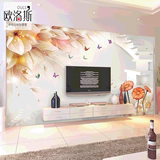 无缝整张大型壁画 3d客厅沙发电视背景墙壁纸 简约欧式玉兰花墙布