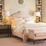 新款美式床美式布艺床粉色公主床女孩床1.8米双人床婚床麻布软床