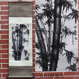 竹子图案丝绸画,卷轴画 中国特色小礼品 出国送老外外事礼品包邮