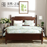 美式全实木床红橡木1.5米双人床婚床1.8实木美式床环保水性漆家具