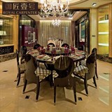新古典后现代餐厅家具 黑檀亮光饭桌餐椅 实木1.8米大圆桌圆餐桌