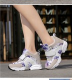 夏季新款运动鞋女士韩版内增高跑步鞋女学生旅游鞋迷彩厚底休闲鞋
