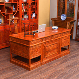 榆木书桌电脑桌台式桌 书房简约办公桌子 实木新中式家具 书桌