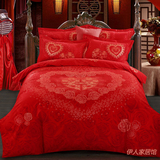 婚庆纯棉七件套 结婚大红磨毛4件套四件被单床罩1.8/2.0床上用品