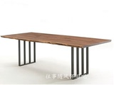美式实木餐桌电脑桌复古铁艺办公会议桌酒吧桌咖啡厅长方形餐桌椅
