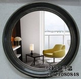欧式浴室镜美式卫浴镜现代简约镜子复古黑色卫生间镜玄关镜化妆镜