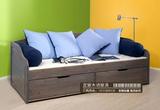 美式沙发床定做宜家汉尼斯坐卧两用多功能推拉木质储物实木沙发床