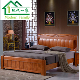全实木床高档橡木床1.5米婚床现代简约1.8米双人床大床储物高箱床