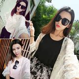 2016春季新款韩版女装开衫花朵春夏单件通勤蝴蝶结宽松长袖蝙蝠衫