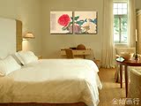 传统复古中国风花无框画 书房客厅 卧室 装饰无框画2联墙纸 花图