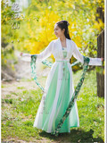 汉服古装影楼汉服女装 非古装 复兴汉民族服装 对襟齐胸襦裙 绿色