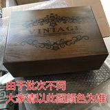 【新品】法文 实木复古木盒带锁 A4收纳盒大号