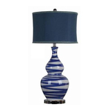 新古典后现代蓝色条纹葫芦陶瓷台灯新中式欧式简约样板房装饰台灯