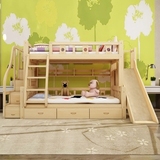 包邮实木高低床 儿童床母子床 上下铺滑梯床 双层床子母床带书桌