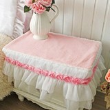 韩式粉色浪漫 细绒公主家纺防尘罩 床头柜套蕾丝裙甜美小桌布定做